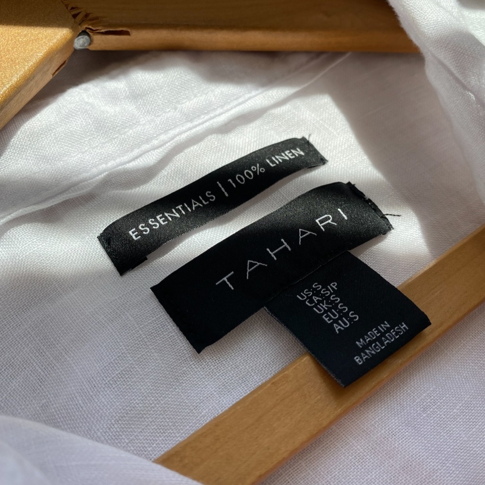 Tahari: Over-sized Linen Button Down Top